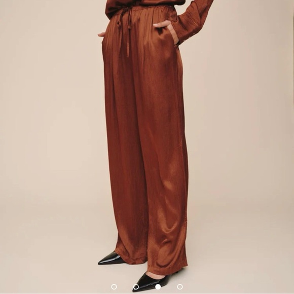 Elie Tahari Pants - Elie Tahari Rust Wide Leg Satin Pants